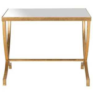 Rectangular Glass Top Side Table <b>Gold</b> <b>Frame</b> Curved Legs Minimalist Modern Handcrafted Eco Friendly Living Room Bedroom Furniture - Product Image 6