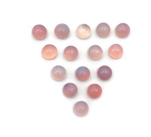 Ópalo Rosa Teñido, Cabujón Redondo, Piedra Preciosa Suelta, Certificado IGI, Pulido y Calibrado de 5-8 mm para Joyería - Product Image 1