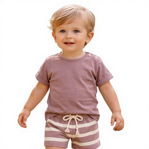 Ensemble haut et bas pour bébé garçon 100% coton, personnalisé, doux, respirant, respectueux de la peau, confortable, tenue quotidienne pour bébé - Product Image 1