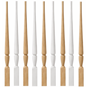 Colonne carrée en bois d'hévéa, structure de rampe en bois moderne, pièces d'escalier pour la maison, composants d'escalier en bois - Product Image 1