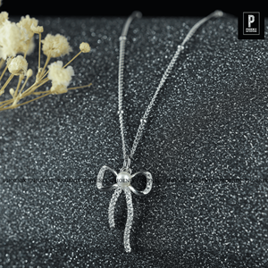 สร้อยคอรูปโบว์ประดับเพชรโมอิสซาไนต์ VVS เงินแท้ 925 ของขวัญจากผู้จัดจำหน่าย - Product Image 4