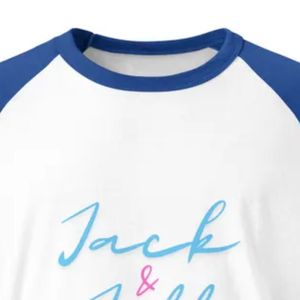 T-shirt Raglan Homme Blanc et Bleu Jack and Jill à Manches Trois-Quarts, Motif Baseball, Décontracté, en Coton Doux, Vêtements en Gros - Product Image 5