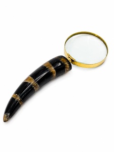 Loupe à poignée en corne vintage, style antique, loupe de lecture portative, cadre en laiton, accessoire de bureau décoratif, cadeau - Product Image 6
