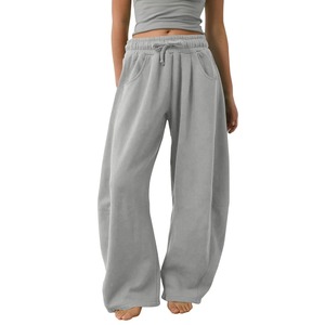 Fashion Women's Hip Hop Winter Baggy Leg Sweatpants <b>Drawstring</b> <b>Trousers</b> Elastic Waist Wide Leg 100% Cotton Streetwear Pockets - Product Image 1