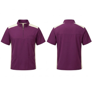 Blouse médicale à demi-zip, col montant, manches courtes et construction fonctionnelle pour usage quotidien - Product Image 1