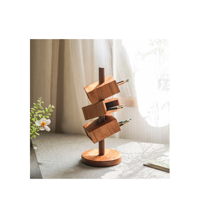 Handmade Creative Exclusive Design Home Office Decorative Wood Pen Holder 3 Compartment <b>Desk</b> Storage Organizer At Low Price - Product Image 1