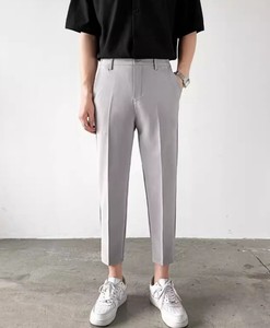 Pantalon décontracté à fermeture éclair, léger, taille mi-haute, 100 % coton, respirant, confortable, couleur unie, poches, coupe droite, long, pour le quotidien - Product Image 3