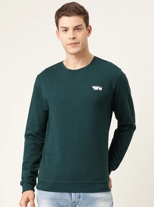 Sweat-shirt à col rond vert foncé pour homme, coupe classique, logo imprimé, pull décontracté, tricot d'automne, 100% coton - Product Image 6