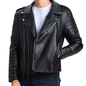 Men Genuine <b>Leather</b> Denim <b>Jacket</b> Biker Style <b>Winter</b> Fashion Sheep Fur Trim Breathable Custom Logo Wholesale OEM Supplier - Product Image 3