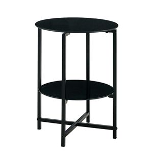 Set 2 pezzi tavolini tondi in vetro temperato per soggiorno o ufficio-mobili da tavolino versatili - Product Image 6
