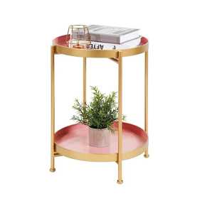 Round White Marble Side Table With Gold Metal Legs Cross Base Modern Minimalist Accent Furniture For Living Room Bedroom - Product Image 2