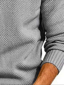 Pull tricoté simple pour homme, manches longues, coupe classique, décontracté, polyvalent, doublé, uni, vintage, hiver, effet délavé - Product Image 3