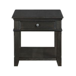 Consolle Classica in Legno Resistente per Soggiorno, Tavolino con Cassetto, Ripiano e Porte di Ricarica, Finitura Antracite, 1 Pezzo - Product Image 3