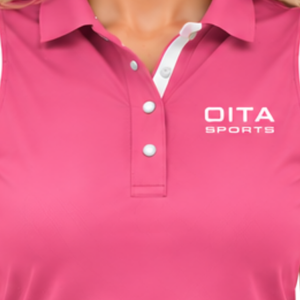 Polo sin mangas rosa palo con cuello de parche para mujer, ajuste ceñido, para equitación y entrenamiento, venta al por mayor personalizada - Product Image 5