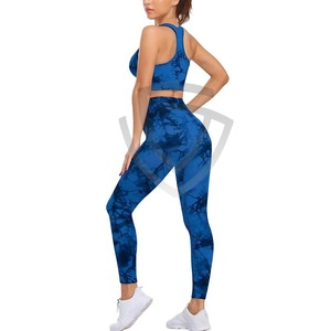 Ensemble de yoga personnalisé de haute qualité pour femmes, taille élastique unie, tenue de fitness 2 pièces, nouveau style, ensemble soutien-gorge et legging - Product Image 4