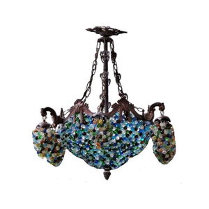 Lustre en cristal perlé à la main de style européen, panier à raisins, style antique, luminaire suspendu LED pour la décoration du salon - Product Image 1
