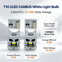 Ampoule LED T10 2LED CANBUS 4,5W/PCS 12V 50V, lumière blanche super brillante, pour feux de position latéraux de voiture, lampe intérieure