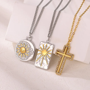 สร้อยคอจี้ชุบทอง 18K สำหรับผู้หญิง ดีไซน์หลากสีสัน ทำจากสแตนเลส สไตล์คลาสสิกแนวสตรีทแวร์ - Product Image 2