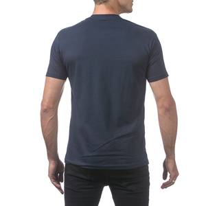 T-shirt en coton bleu marine pour homme, coupe classique, col rond, manches courtes, couleur unie, style jersey décontracté - Product Image 2
