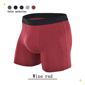 Men Spandex/<b>Polyester</b> Eco-Friendly Anti-Bacterial <b>Boxer</b> Briefs Solid Color Mid-Rise Breathable Knitted with Waist Logo - Product Image 3