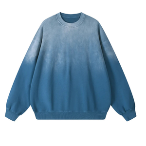 Wholesale Custom <b>Vintage</b> <b>Oversized</b> Dip Dye Knitted Pullover Crew Neck <b>Sweatshirt</b> Gradient Color Regular Sleeve Winter Style - Product Image 1