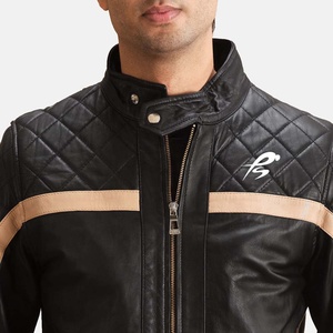 Chaqueta de Motociclista Reversible de Cuero Genuino Negro para Hombre, con Logotipo Personalizado, Impermeable, Estilo Biker, Ajustada, con Cuello Redondo y Cierre de Cremallera, Casual - Product Image 5