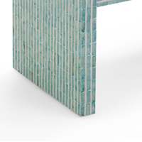 Table d'appoint en coquille de Capiz turquoise avec mosaïque de nacre et étagère inférieure, table de chevet MOP pour mobilier de maison