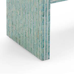 Turquoise Capiz Shell Side <b>Table</b> Mother Of Pearl <b>Mosaic</b> Accent Stand With Lower Shelf MOP Bedside End <b>Table</b> For Home Furniture - Product Image 4