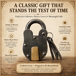 SHUBHAM Vintage Iron Brass Pad <b>Lock</b> Keyed Safety <b>Latch</b> <b>Lock</b> with 3 Keys for Outdoor Door Security - Product Image 5