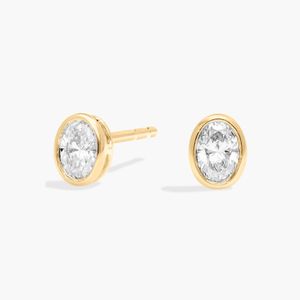 Pendientes de Aro con Diamantes Cultivados en Laboratorio con Corte Ovalado CTW en Oro Amarillo - Product Image 6