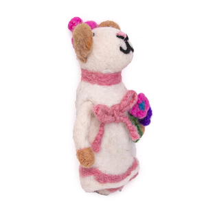 Figura de Ratón Hecha a Mano con Fieltro de Lana, Sombrero Rosa y Flores, Decoración para el Día de San Valentín para Niños, Uso en Interiores - Product Image 2