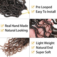 Extensions de cheveux au crochet Julianna 18 pouces, style bohème, bouclées, fausses locks, locks de déesse, locks de rivière, pour tresses, vente en gros