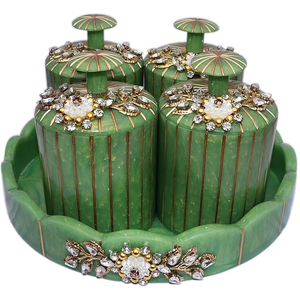 Craft Emporium Exports - Recipiente para Almacenamiento de Alimentos Hecho a Mano, Apilable, Apto para Lavavajillas, con Diseño de Flores de Resina - Product Image 1