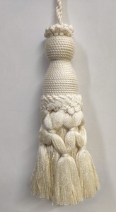 Tirador decorativo de algodón crema con flecos de borlas para puerta de armario - Product Image 6