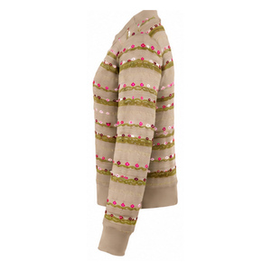 Cárdigan Casual de Mujer con Cuello Redondo, Tejido de Punto, Manga Larga, Botones Delanteros, Color Beige, Algodón Suave, Venta al Por Mayor - Product Image 3