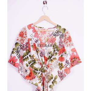 ชุดเดรสยาวคลุมตัวแบบทูนิค ผ้าทอสีดำขาว ลายดอกไม้ พิมพ์ลายธรรมชาติ ผ้าฝ้ายออร์แกนิค สไตล์ชายหาด สำหรับผู้หญิง - Product Image 3