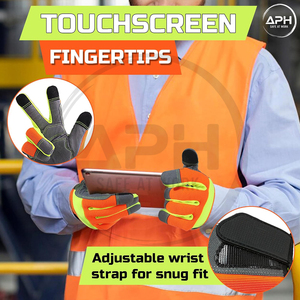 High Visibility Work <b>Gloves</b>, Best Product Orange Grey <b>Knitted</b> Palm Reinforced Grip Custom OEM ODM Wholesale Industrial <b>Gloves</b> - Product Image 4