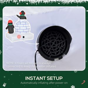 Decorazione Natalizia Gonfiabile da Esterno a Forma di Pinguino di 1,5 m con Luci LED, Igloo Rotante Colorato e Sciarpa, Decorazioni per Giardino Festive - Product Image 6