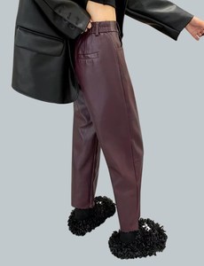 Pantalones de Cuero Genuino Vintage para Mujer, Leggings de Cuero Real hasta el Tobillo para Chicas, Pantalones de Piel de Oveja - Product Image 3