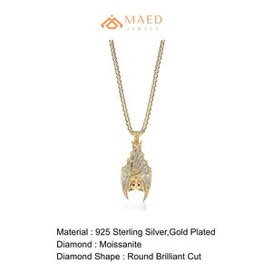 Pendentif Aile de Chauve-Souris en Moissanite Plaqué Or, Collier Hip-Hop, Bijou Urbain de Luxe, Cadeau pour Hommes et Femmes, Idéal pour les Fêtes - Product Image 6