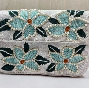 Bolsos de mano blancos con cuentas, bolsos de lujo para mujer, bolsos de mano tipo clutch para fiesta - Product Image 1