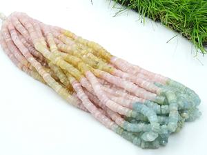 Perles d'aquamarine multicolores facettées en forme de bouton de roue de voiture - Fil de 16 pouces, environ 6 mm - Pierre de bijouterie modèle PMEGEMSBEADS T3 - Product Image 3