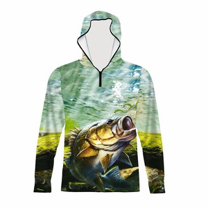 Sudadera con Capucha de Pesca Impermeable de Manga Larga para Hombre, Talla Grande, Estampado por Sublimación con Escena Subacuática, Protección UPF 50 Anti-UV, Camiseta Deportiva para Exteriores - Product Image 1