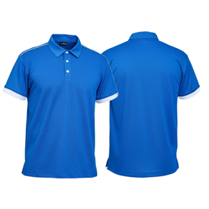Chemise décontractée à manches courtes pour homme, marque FMF, OEM Vietnam, en tricot TC, bleu ciel, logo contrastant sur le devant, 60% coton, 40% polyester - Product Image 2