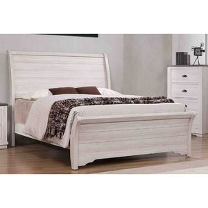 Letto a slitta matrimoniale contemporaneo con finitura grigio gesso, testiera curva orizzontale con linee leggermente inclinate, in legno - Product Image 3