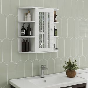 Armadietto da Bagno a Parete con Specchio, 6 Ripiani Aperti e 3 Regolabili per Organizzazione e Conservazione - Product Image 2