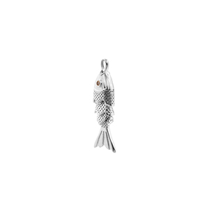 Pendentif breloque en laiton plaqué argent avec zircone cubique orange en forme d'œil de poisson pour la fabrication de bijoux et colliers - Product Image 3