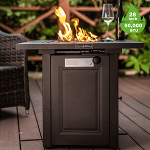 Tavolo con Braciere a Propano da 28 Pollici, 50000 BTU, Braciere Quadrato per Esterni con Coperchio e Pietre Laviche, Certificato ETL - Product Image 3