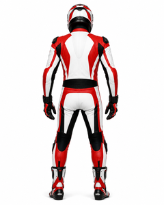 Dumela Custom Genuine Leather Motorbike <b>Suit</b> Full <b>Body</b> Protection Red <b>White</b> Black Breathable Windproof Waterproof Unisex High - Product Image 4