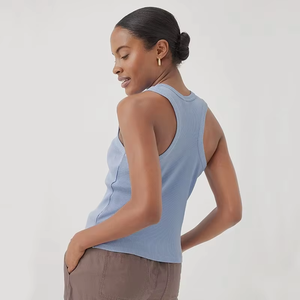 Débardeur tricoté sans manches pour femme, couleur unie, col rond, respirant, style minimaliste, longueur standard, vente en gros, fournisseur en vrac - Product Image 2